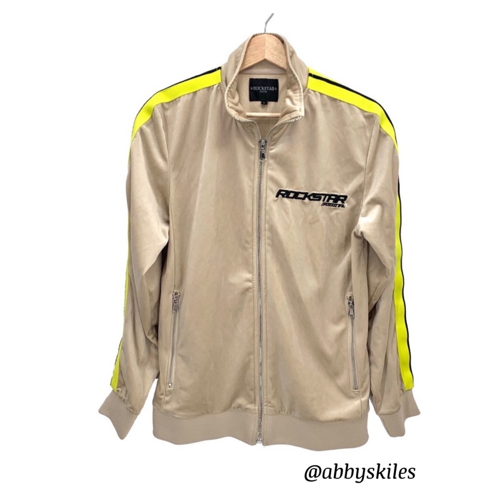 Rockstar Original Tan Front Zip Velour Track Jacket Size Men’s Small Streetwear